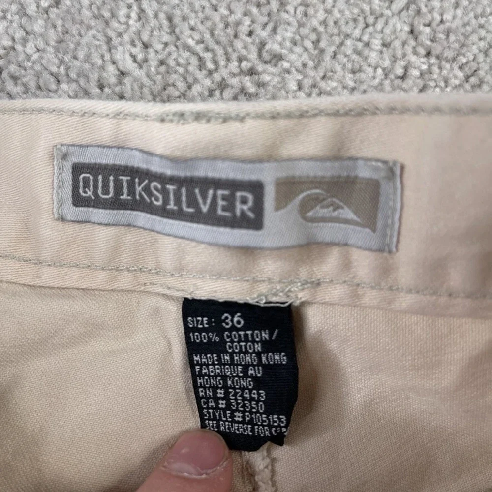 VINTAGE Quiksilver Pants Mens‎ 36 (Fits 35x32) Khaki Cargo Baggy Skater Y2K